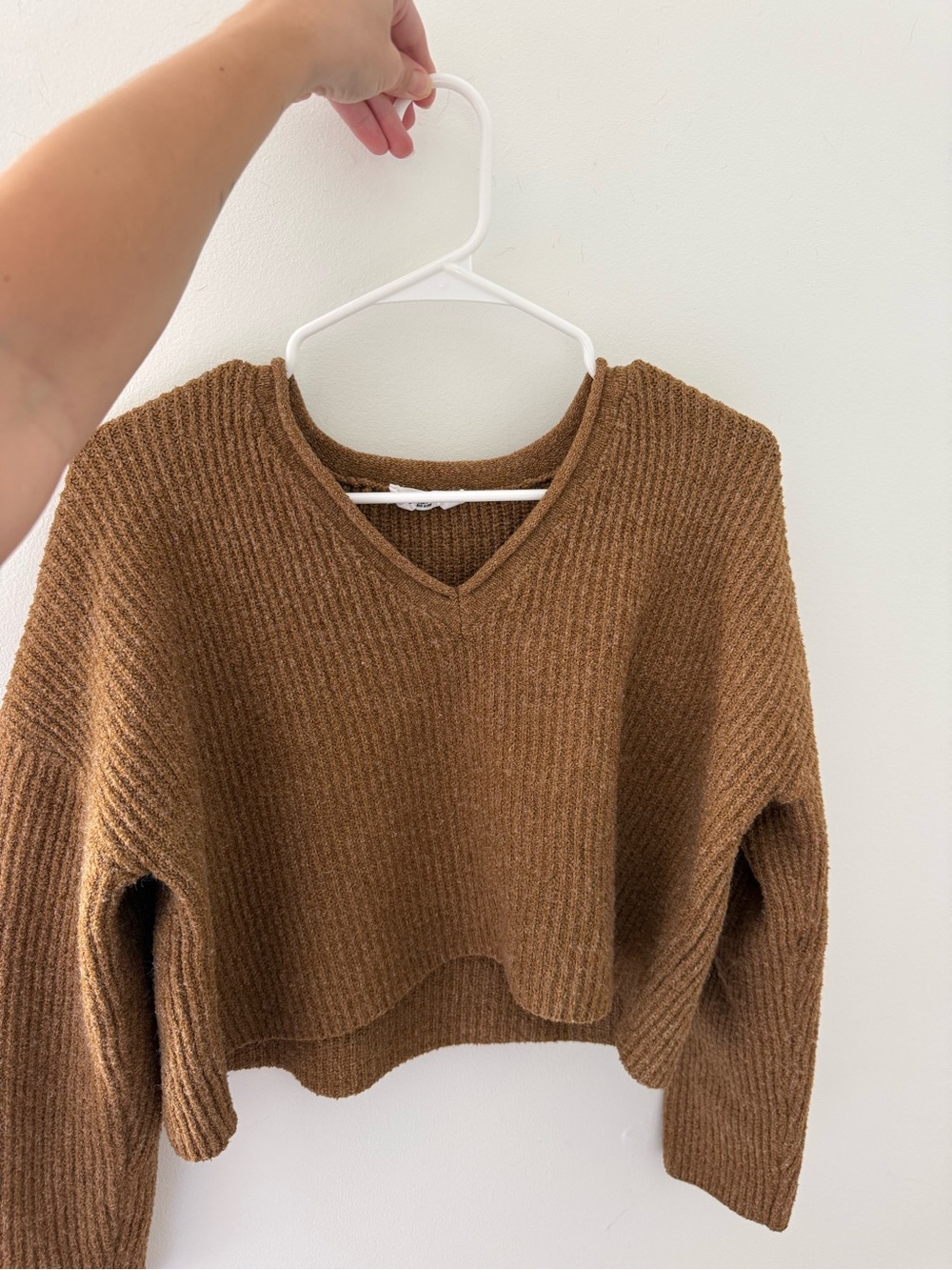 Double Zero Brown Knit Cropped Women's Sweater in Small